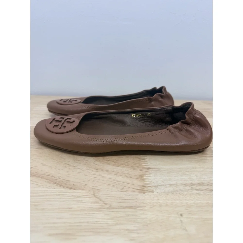 Tory Burch Minnie Travel Ballet Flat Designer Women's Tan Brown EU 42/ 10.5 #23